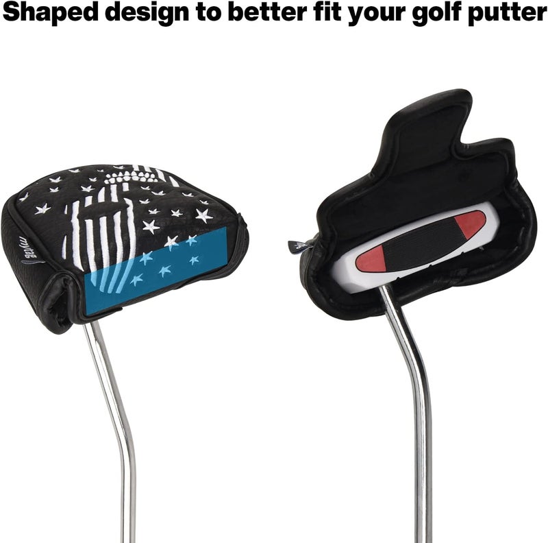 caiobob mytag Skull Skeleton Golf Head Covers Black Synthetic Leather Golf Headcovers Set Fits Driver Fairway Wood Hybrid/Utility Putter Iron Wedge Headcover - Image 4